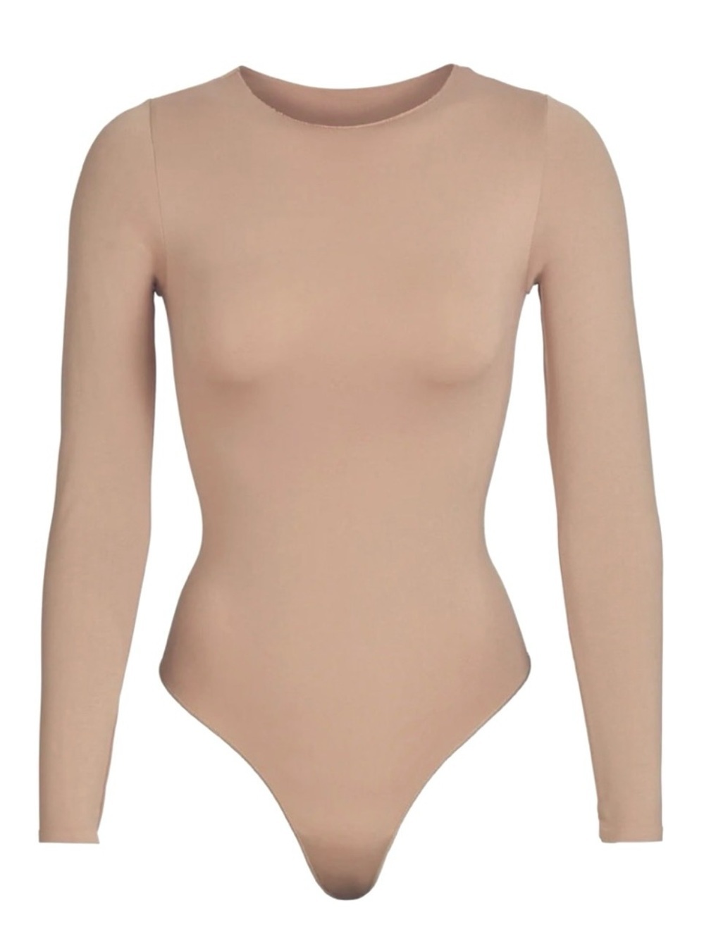 Skims Fits Everybody Long Sleeve Bodysuit Crewneck Nude Medium